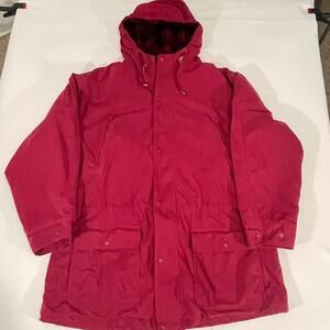 L.L. Bean Vintage WOOL Flannel Lined Winter Coat Mens XXLT 2X TALL WARM Hooded